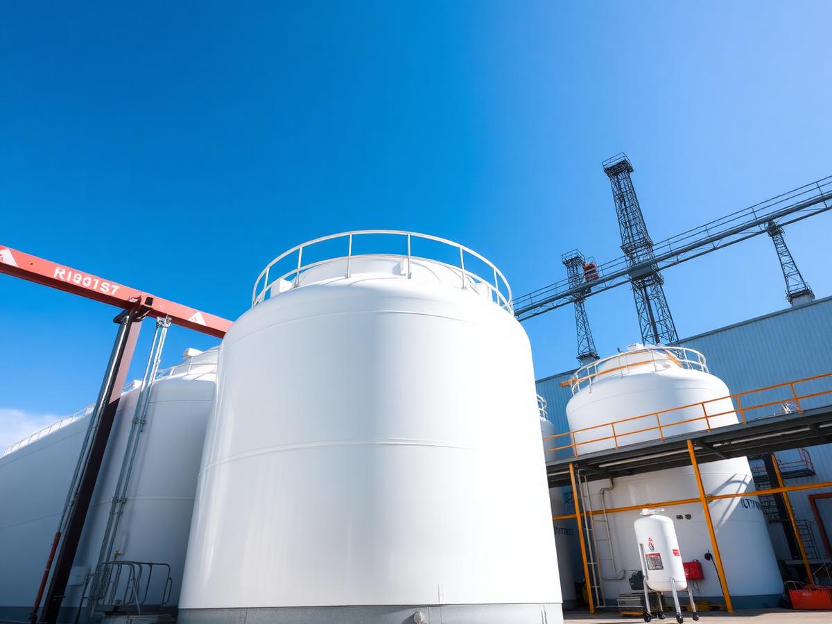 Bulk commercial propane storage tanks at a supply terminal